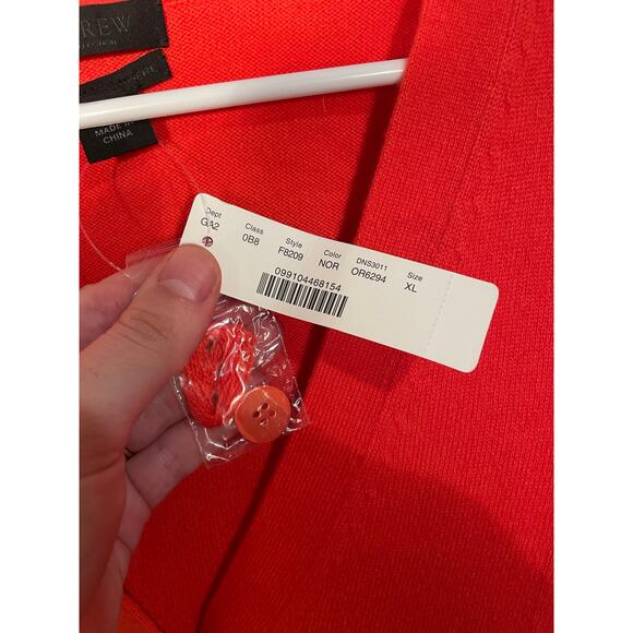 J.Crew Collection Red/Orange 100% Italian Cashmere Button Front Cardigan - Picture 9 of 11